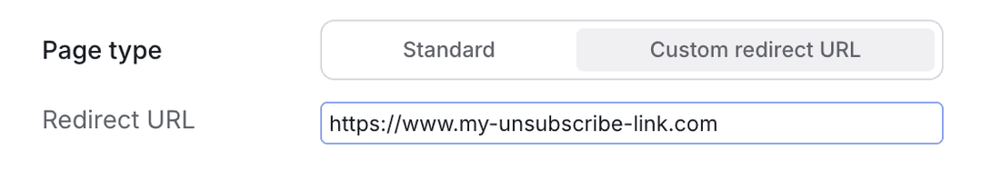 Setting a custom redirect URL for unsubscribe